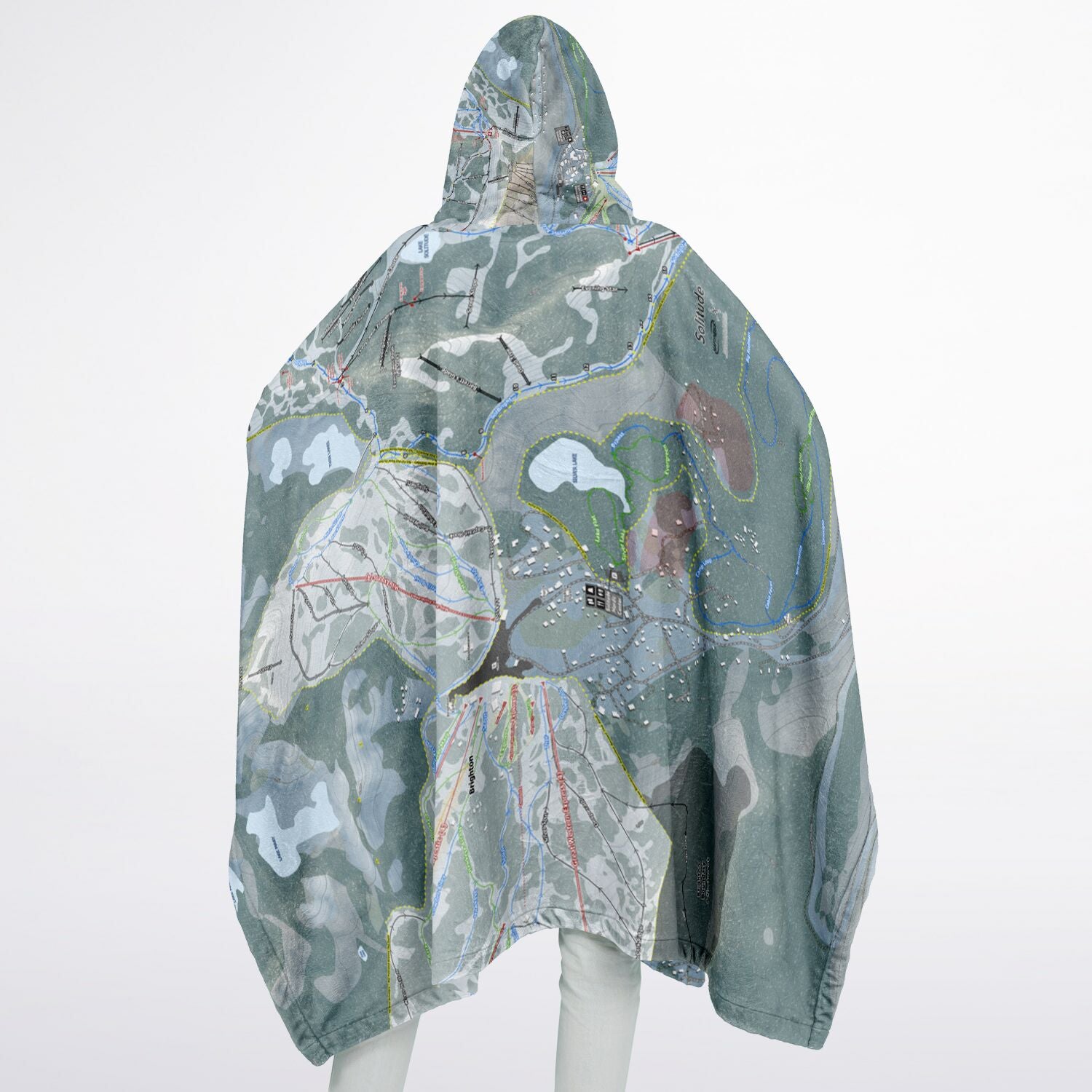 Solitude, Utah Ski Resort Map Flannel Blanket Poncho