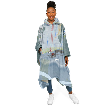 Northeast Slopes, Vermont Ski Resort Map Flannel Blanket Poncho