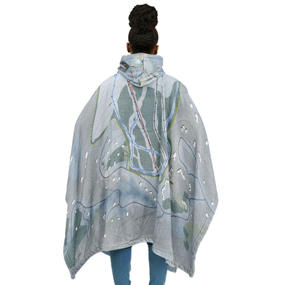 Quechee Club, Vermont Ski Resort Map Flannel Blanket Poncho