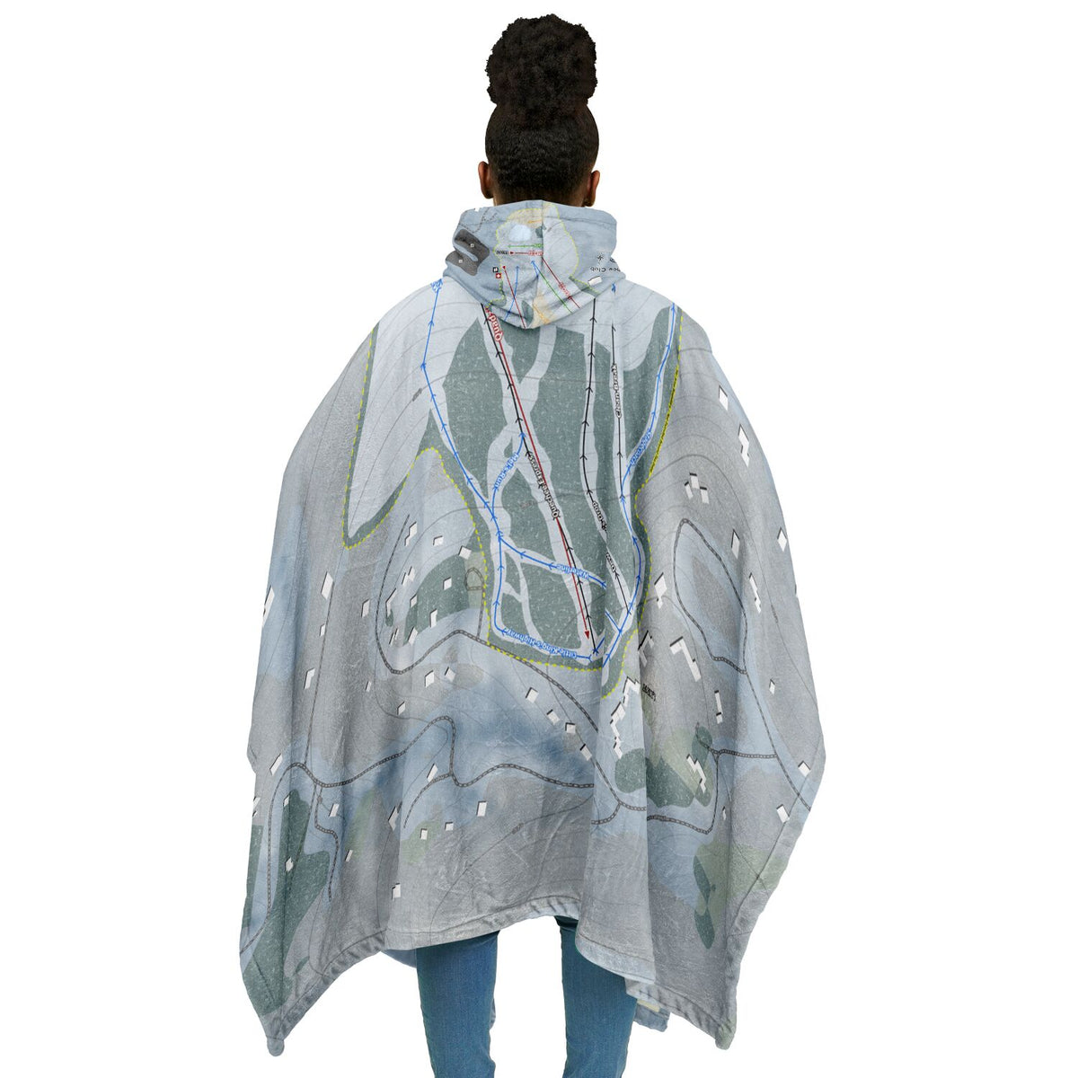 Quechee Club, Vermont Ski Resort Map Flannel Blanket Poncho