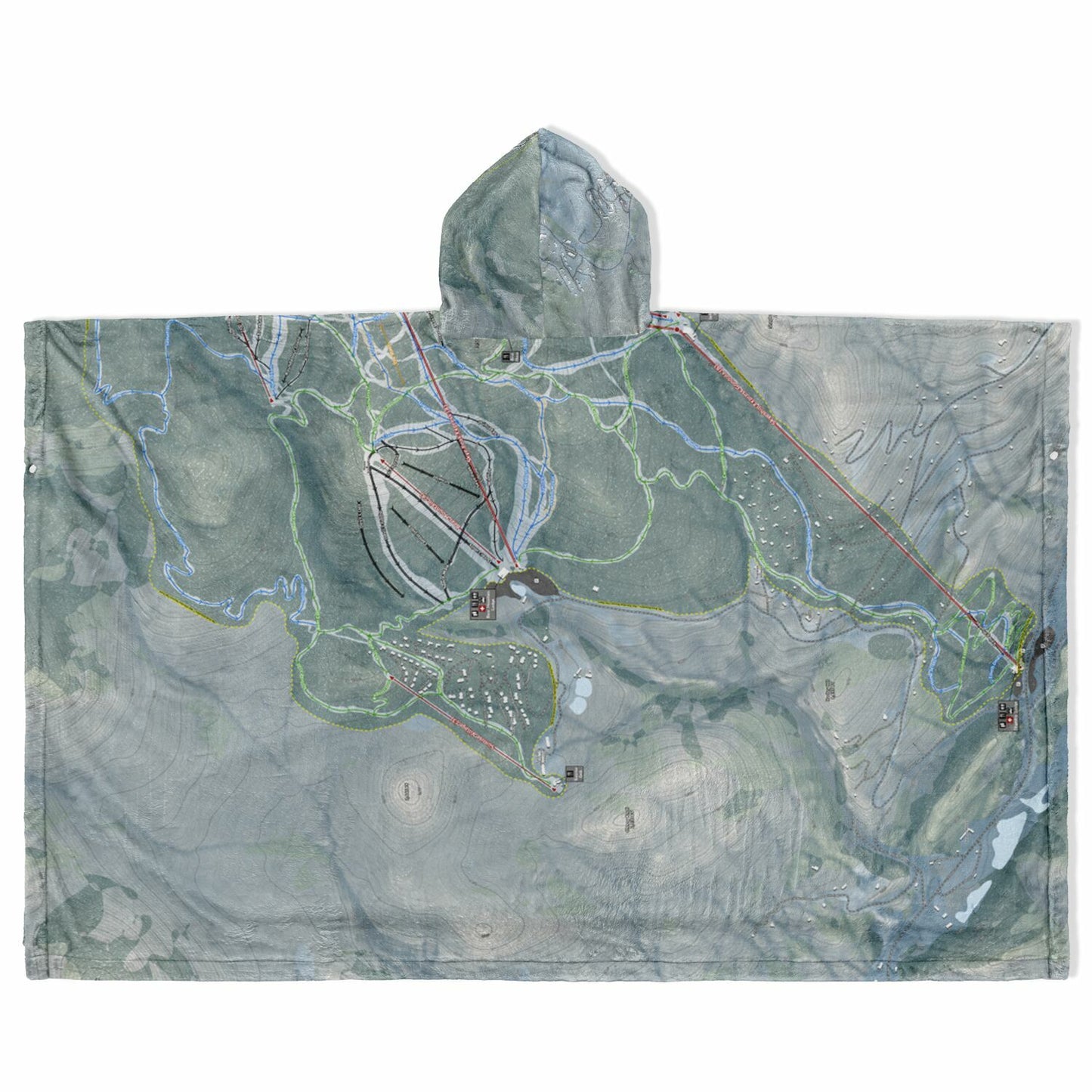 Killington, Vermont Ski Resort Map Flannel Blanket Poncho
