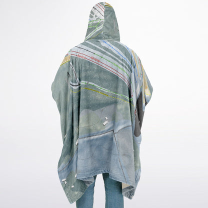 Hermon Mountain, Maine Ski Resort Map Flannel Blanket Poncho