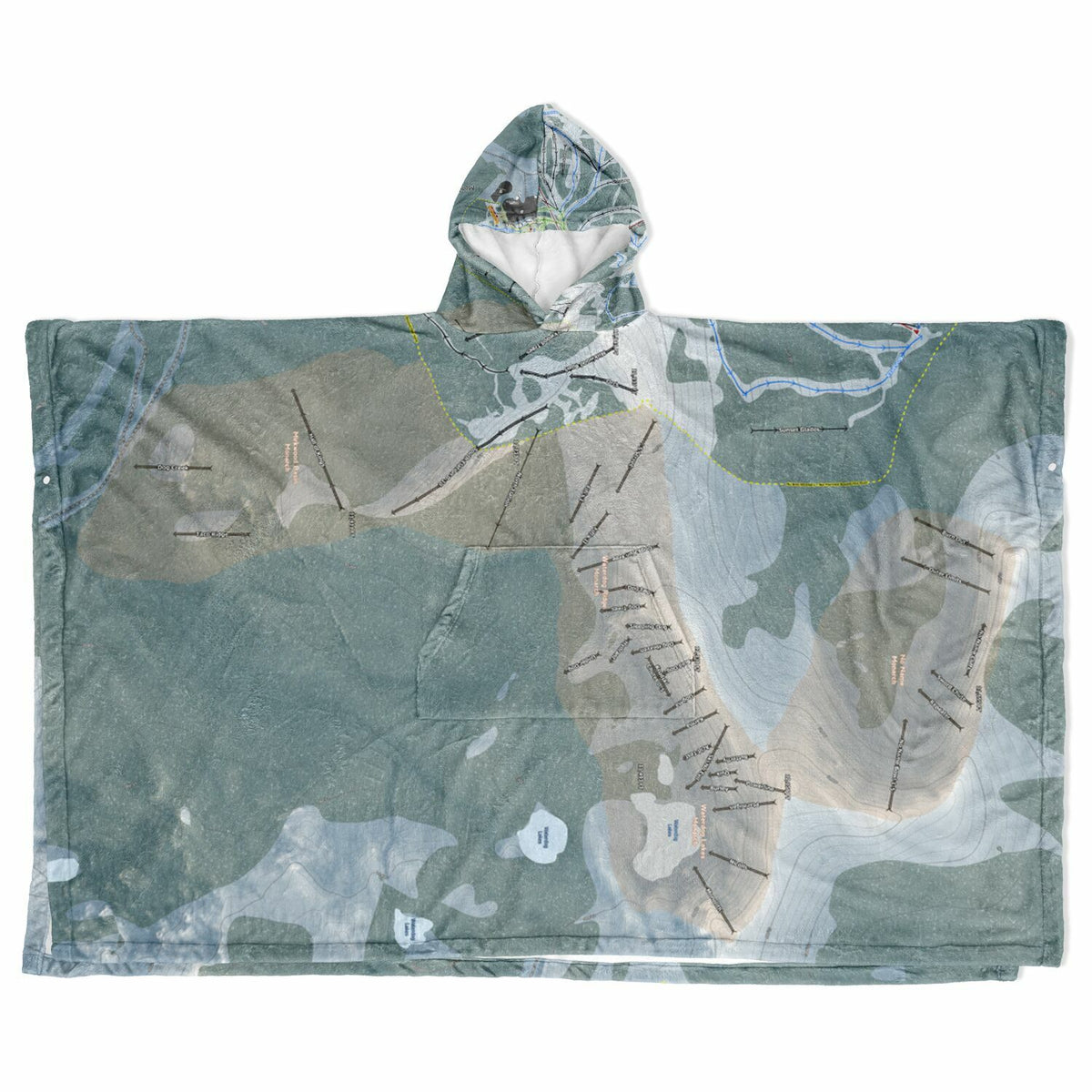Monarch Mountain, Colorado Ski Resort Map Flannel Blanket Poncho