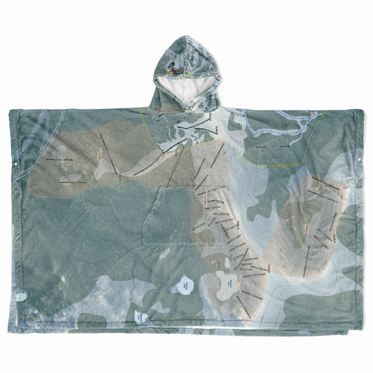 Monarch Mountain, Colorado Ski Resort Map Flannel Blanket Poncho