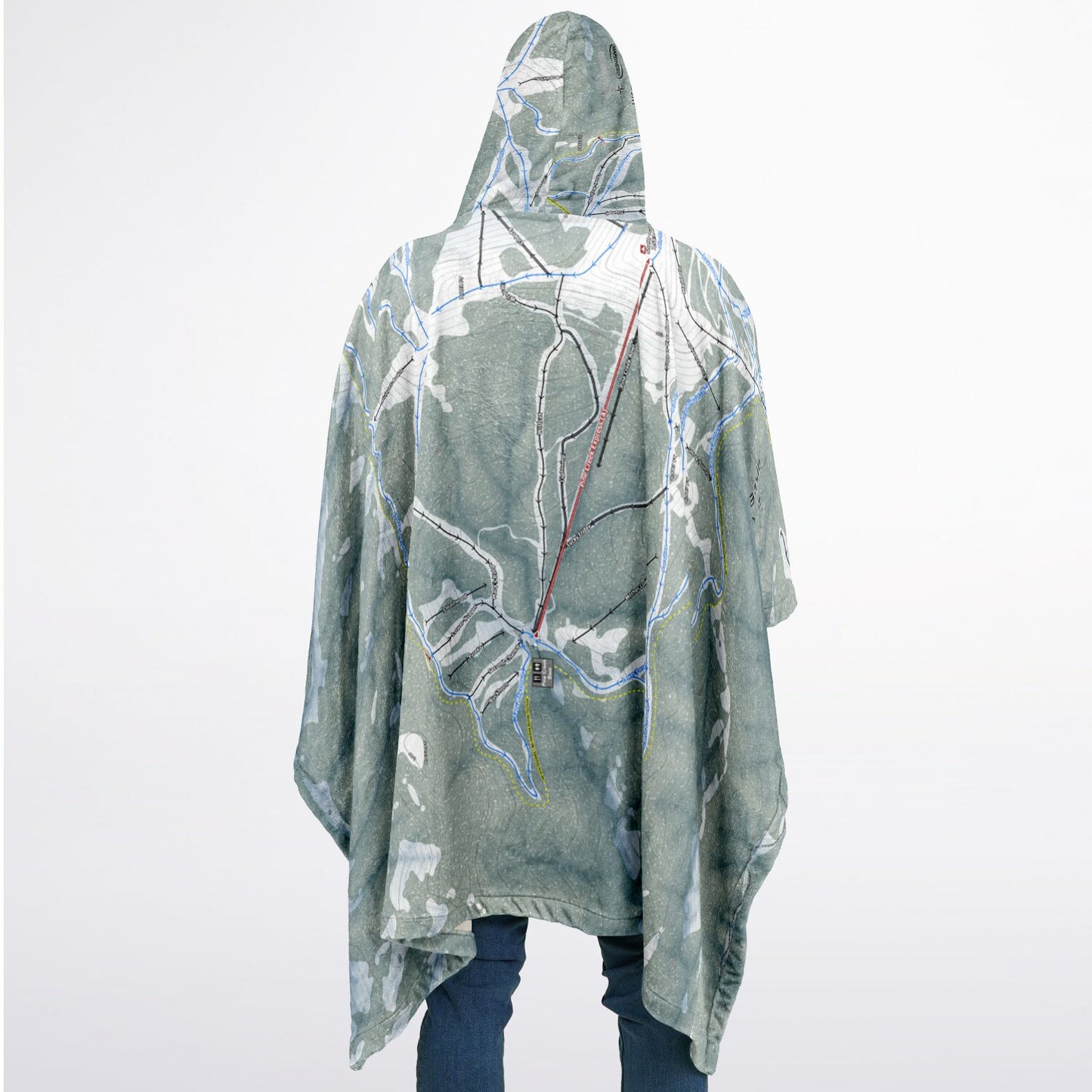 Bogus Basin, Idaho Ski Resort Map Flannel Blanket Poncho