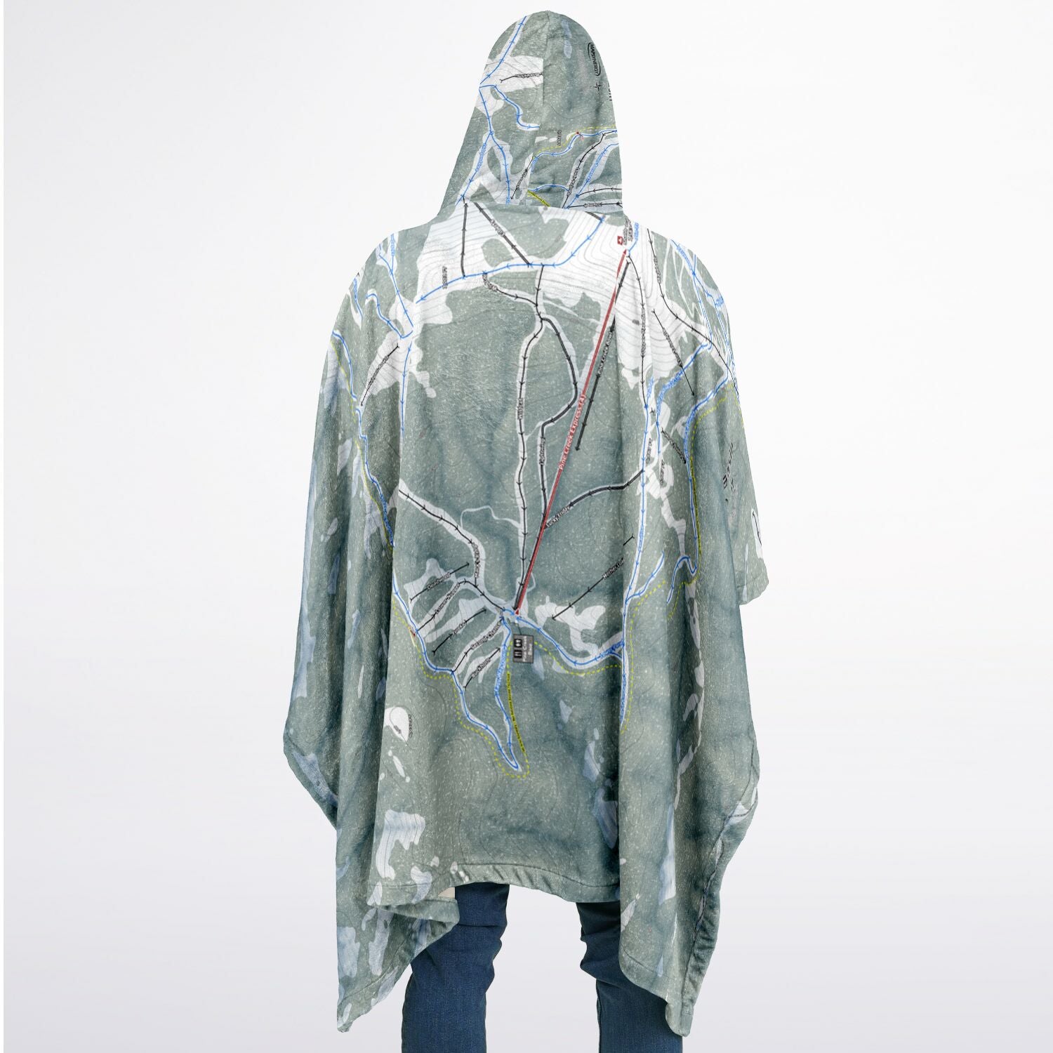 Bogus Basin, Idaho Ski Resort Map Flannel Blanket Poncho