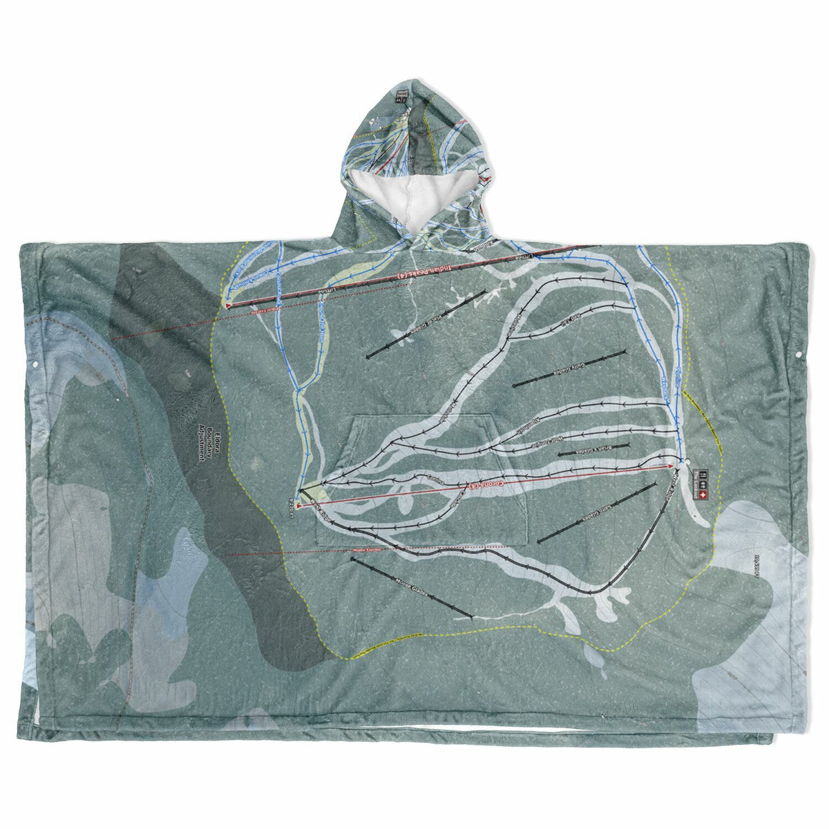 Eldora, Colorado Ski Resort Map Flannel Blanket Poncho