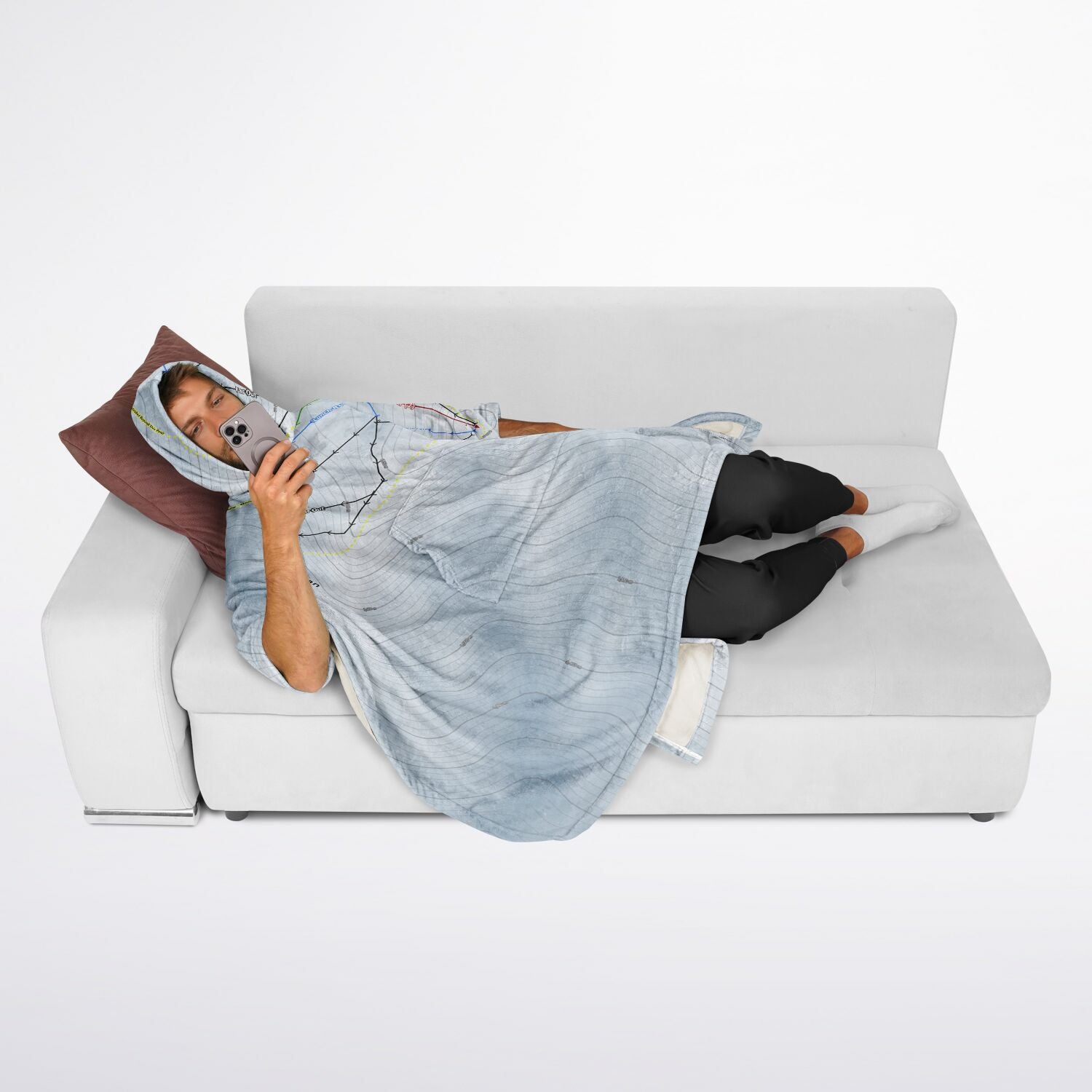 Mt Cheeseman, New Zealand Ski Resort Map Flannel Blanket Poncho