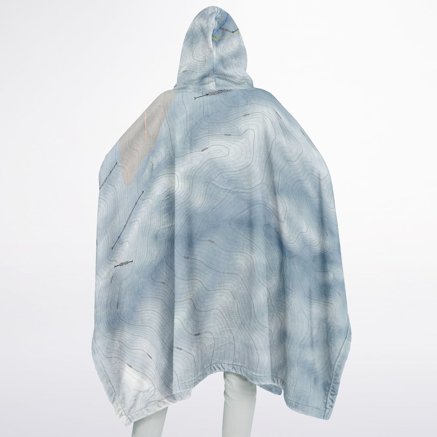 Manganui, New Zealand Ski Resort Map Flannel Blanket Poncho - Powderaddicts