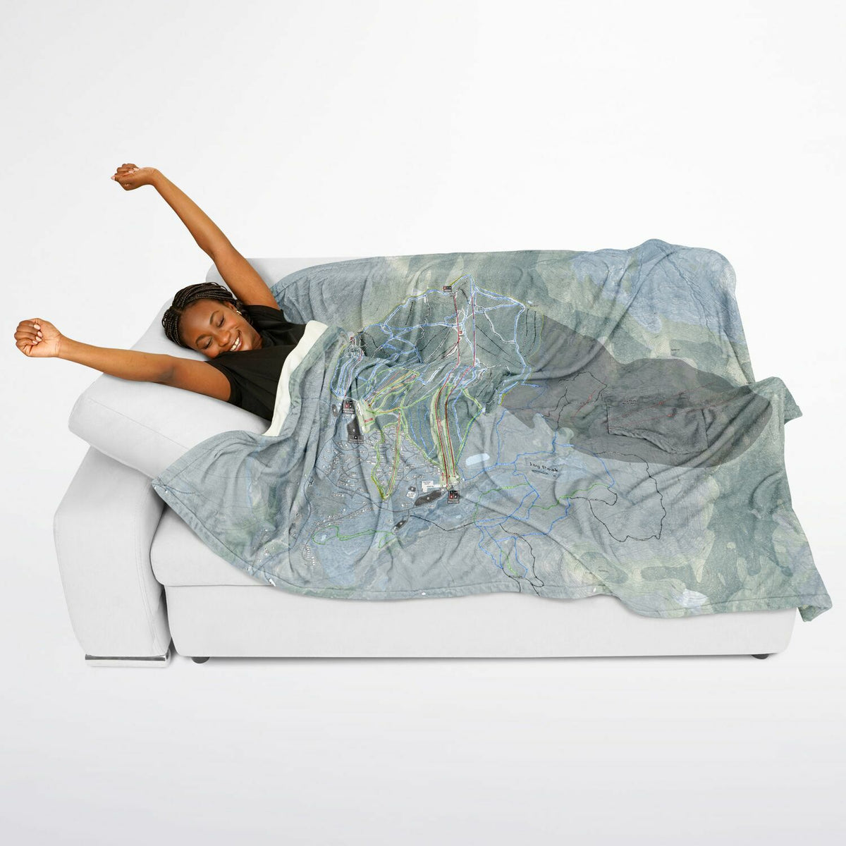 Jay Peak, Vermont Ski Resort Map Flannel Blanket Poncho