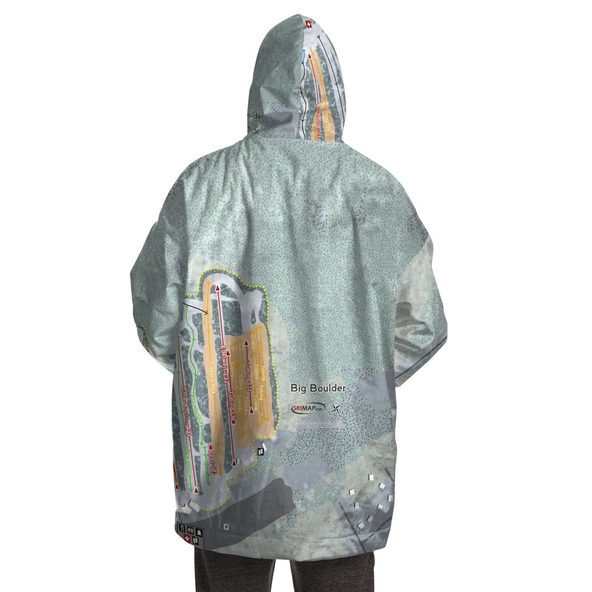 Big Boulder, Pennsylvania Ski Trail Map Snug Hoodie