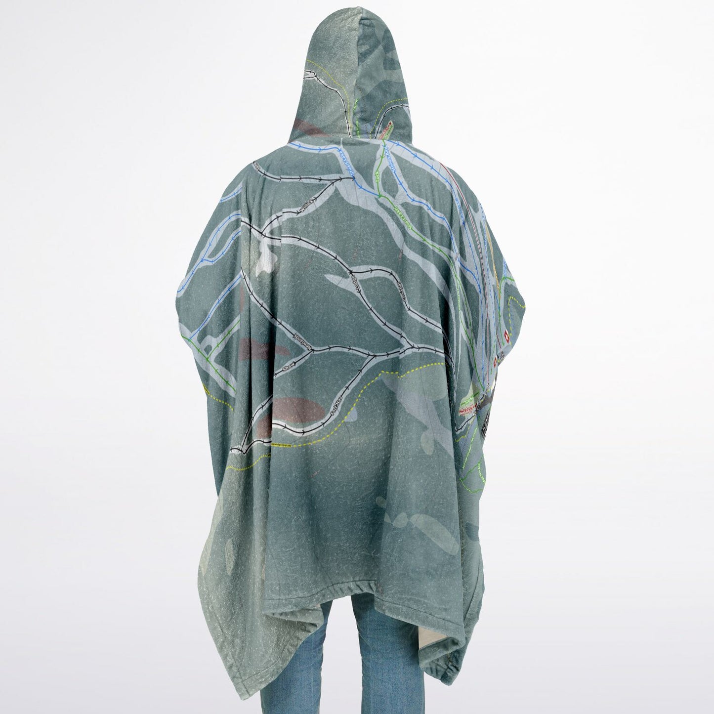 Murray Ridge, British Columbia Ski Resort Map Flannel Blanket Poncho
