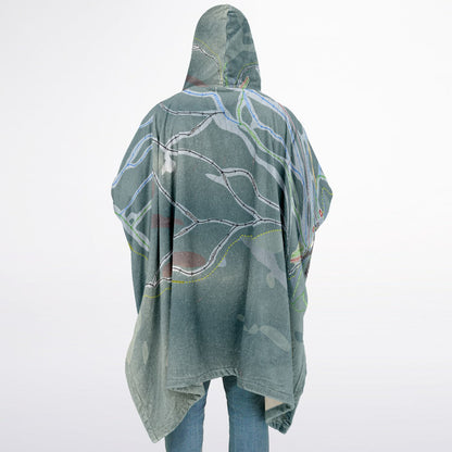 Murray Ridge, British Columbia Ski Resort Map Flannel Blanket Poncho
