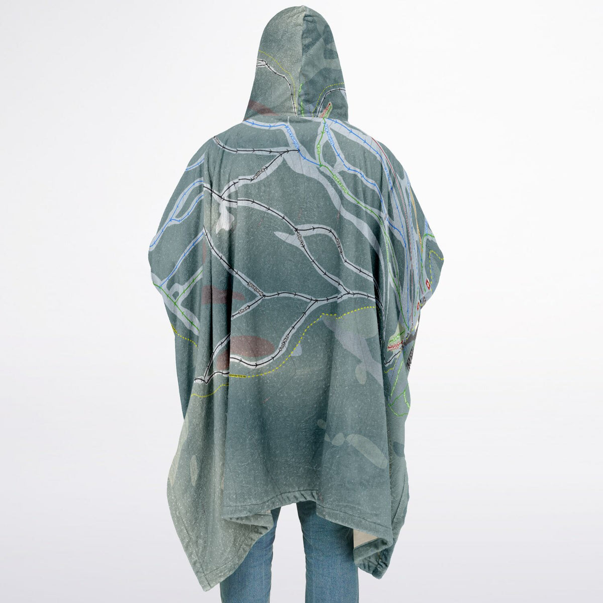 Murray Ridge, British Columbia Ski Resort Map Flannel Blanket Poncho