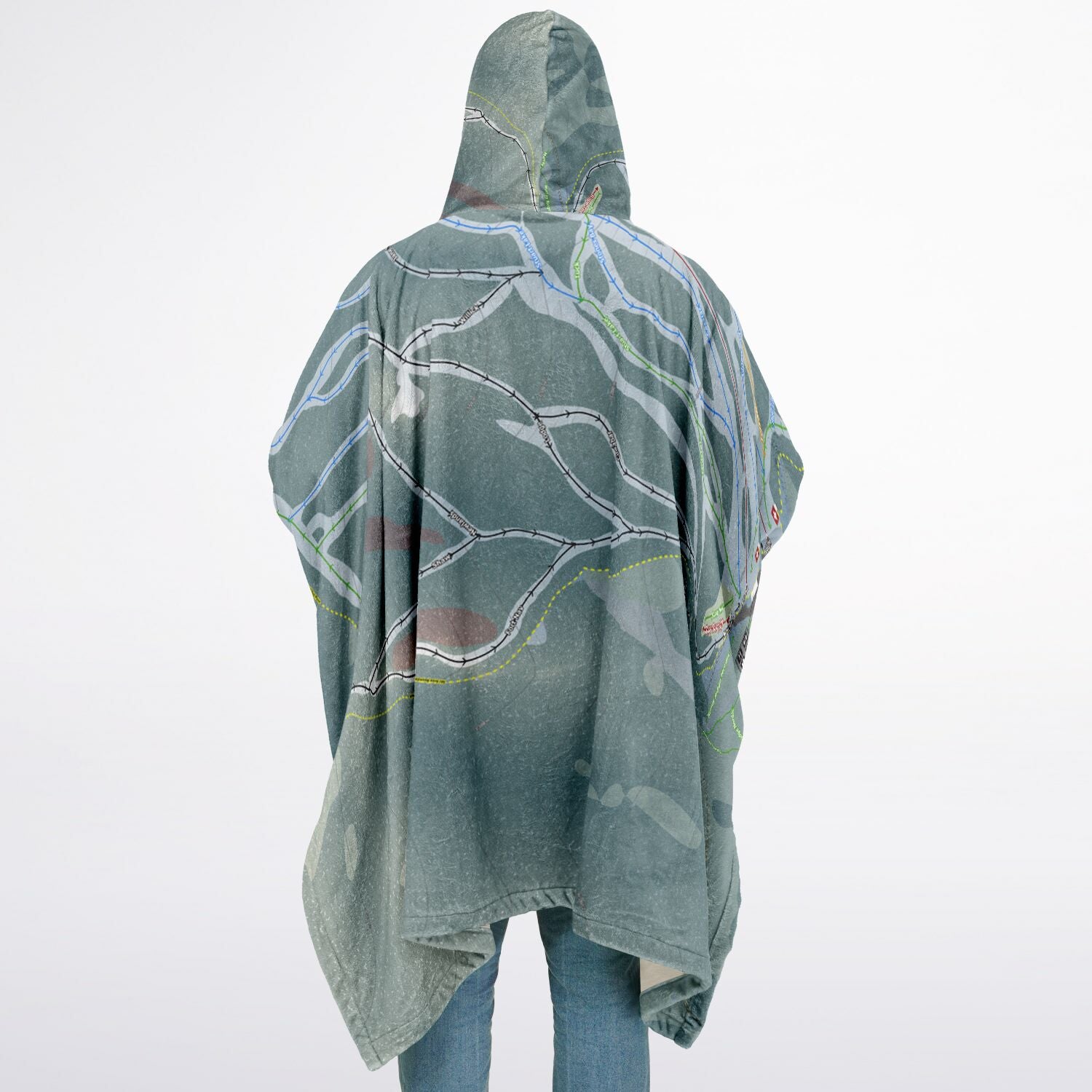 Murray Ridge, British Columbia Ski Resort Map Flannel Blanket Poncho