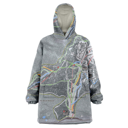 Mt Hood Skibowl, Oregon Ski Trail Map - Snug Hoodie