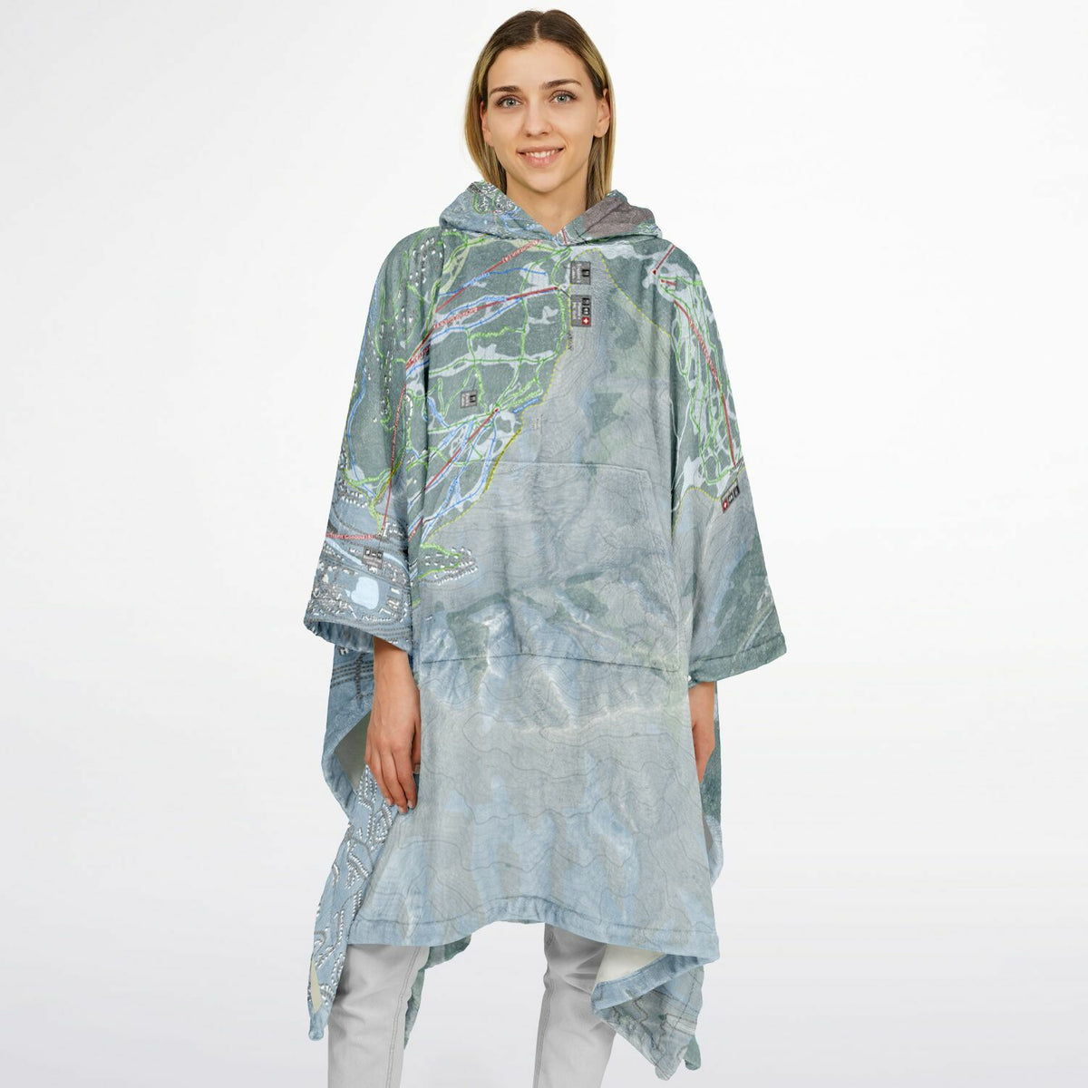 Beaver Creek, Colorado Ski Resort Map Flannel Blanket Poncho