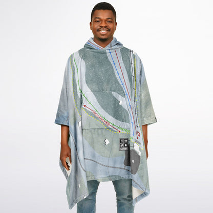Campton Mountain, New Hampshire Ski Resort Map Flannel Blanket Poncho