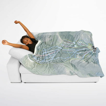 Pico Mountain, Vermont Ski Resort Map Flannel Blanket Poncho