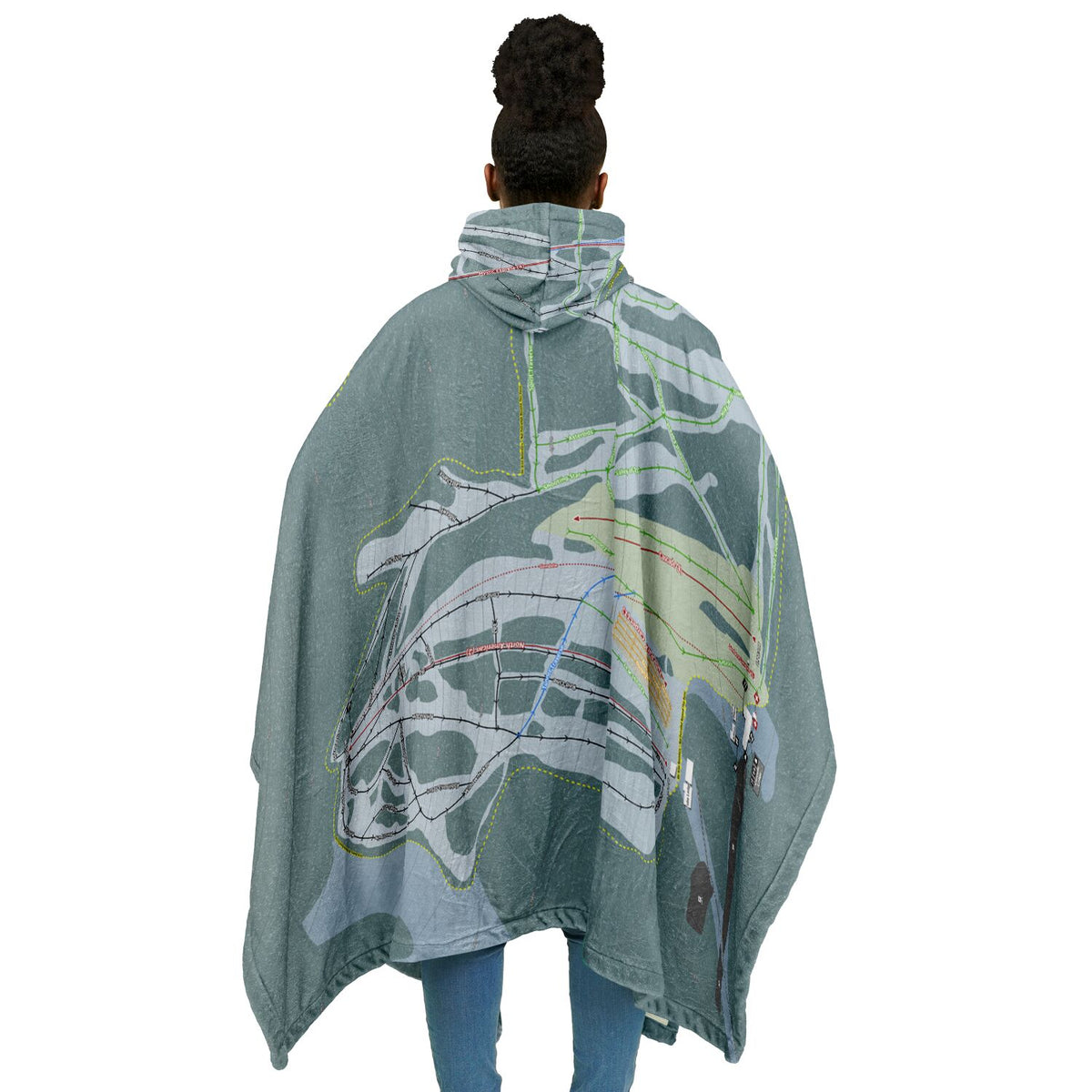 Mt Norquay, Alberta Ski Resort Map Flannel Blanket Poncho