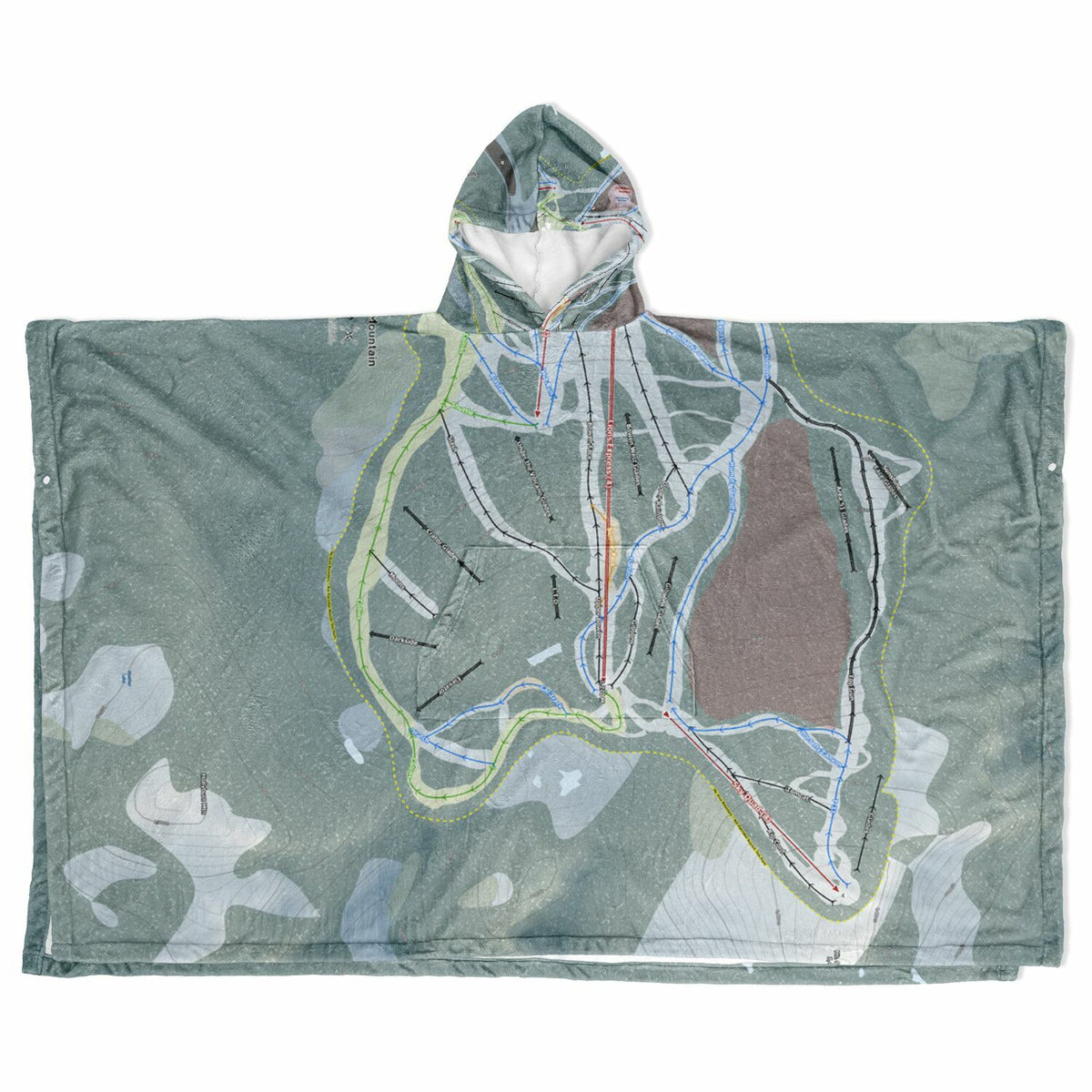Cypress Mountain, British Columbia Ski Resort Map Flannel Blanket Poncho