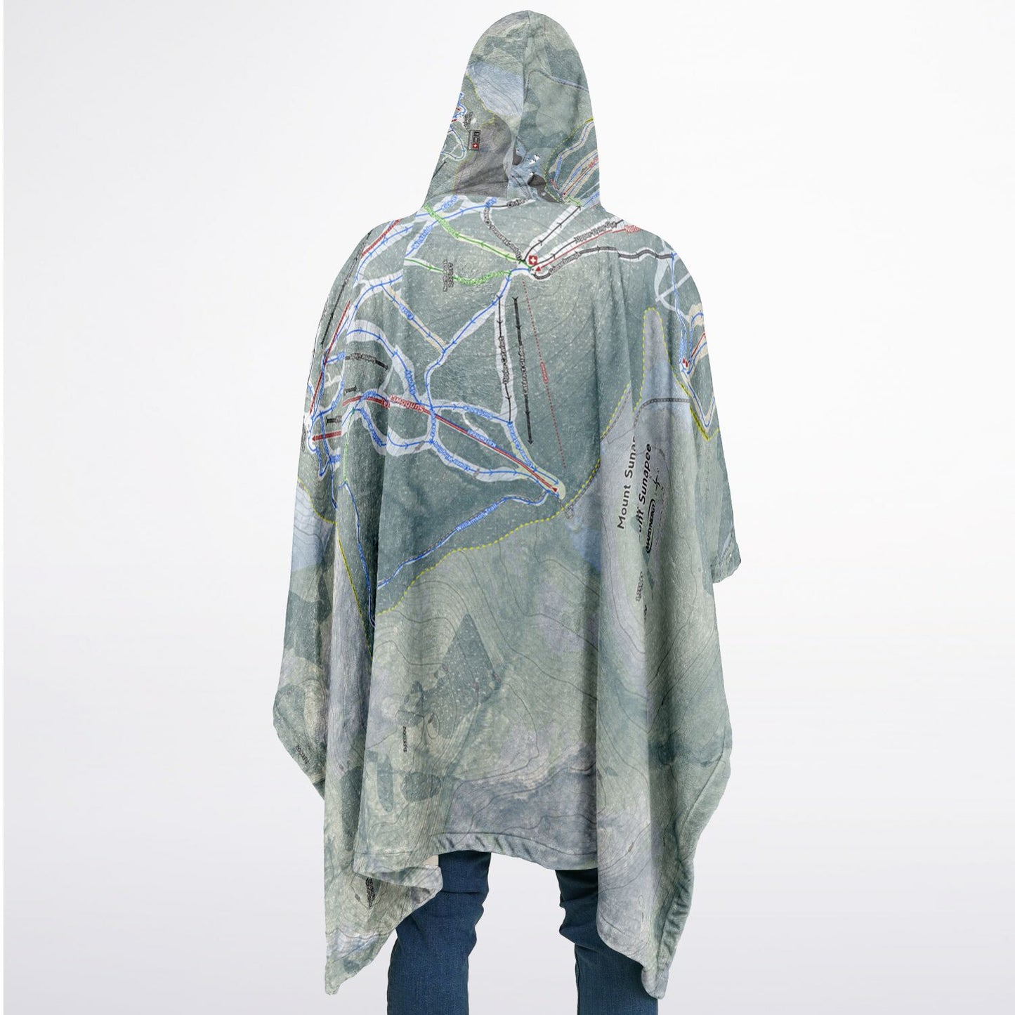 Mount Sunapee, New Hampshire Ski Resort Map Flannel Blanket Poncho