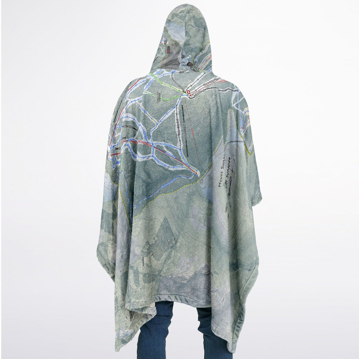 Mount Sunapee, New Hampshire Ski Resort Map Flannel Blanket Poncho