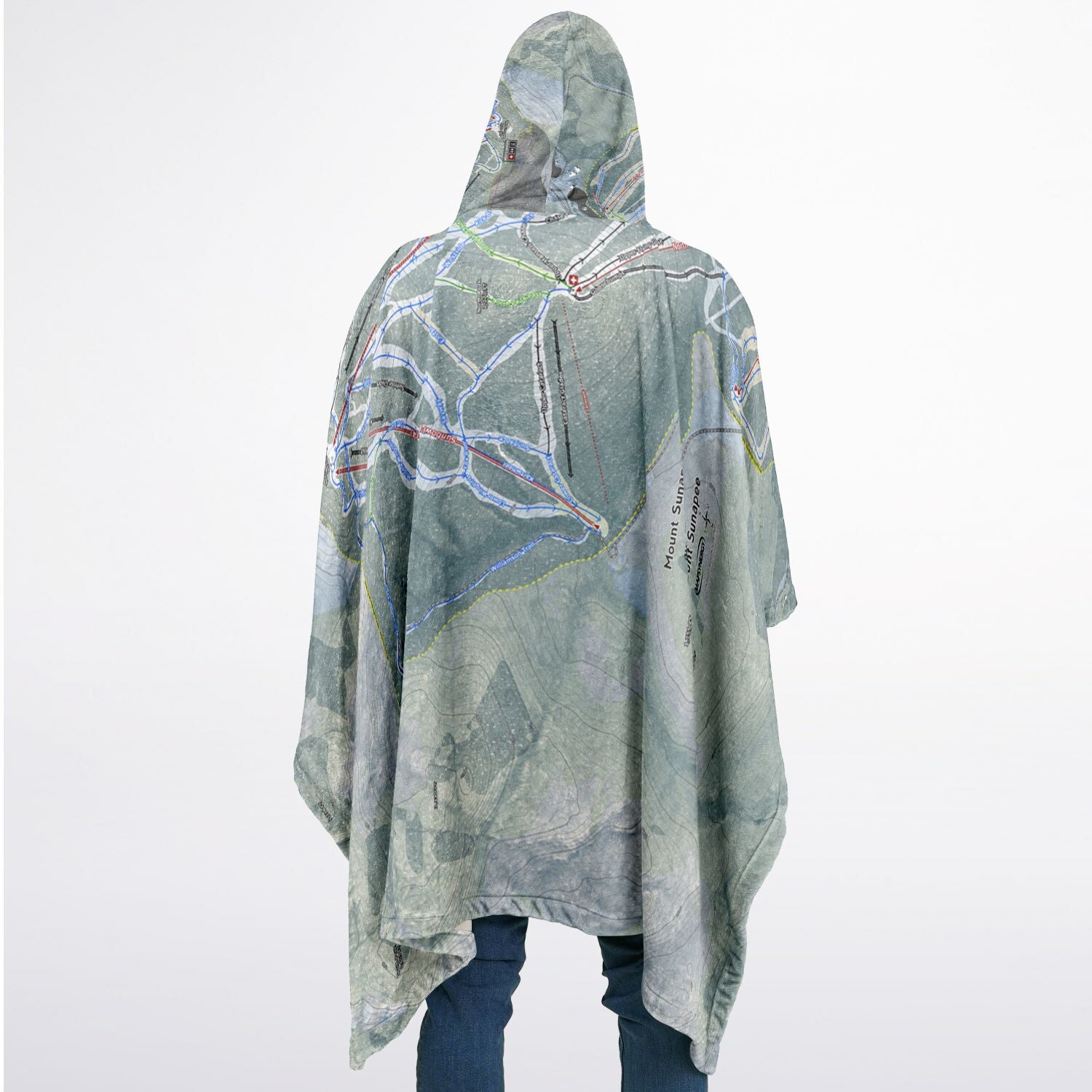 Mount Sunapee, New Hampshire Ski Resort Map Flannel Blanket Poncho