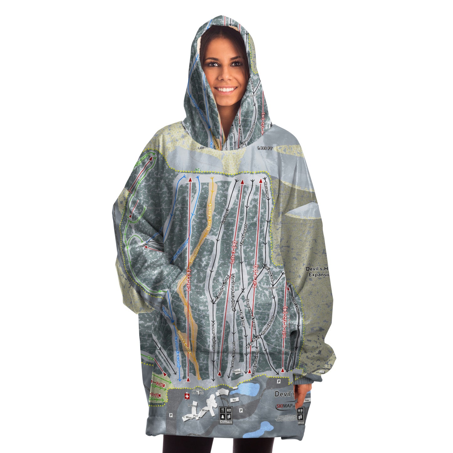 Devil's Head, Wisconsin Ski Trail Map - Snug Hoodie