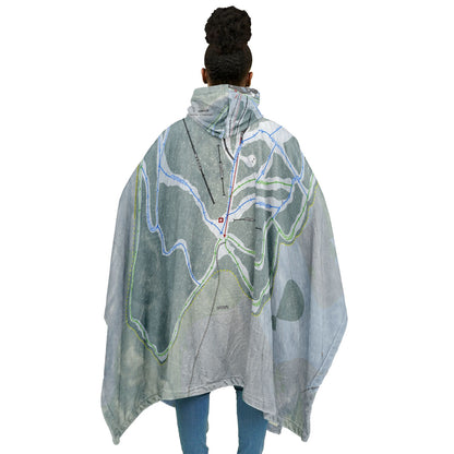 Whaleback Mountain, New Hampshire Ski Resort Map Flannel Blanket Poncho