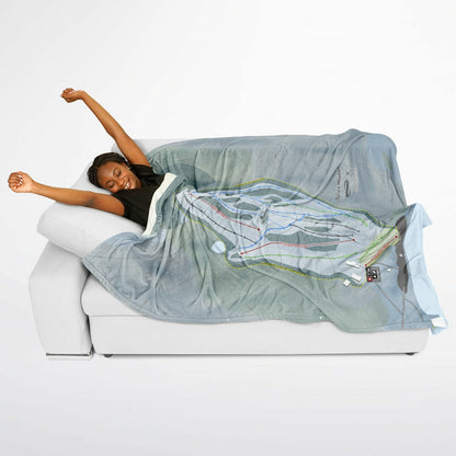 Spruce Mountain, Maine Ski Resort Map Flannel Blanket Poncho