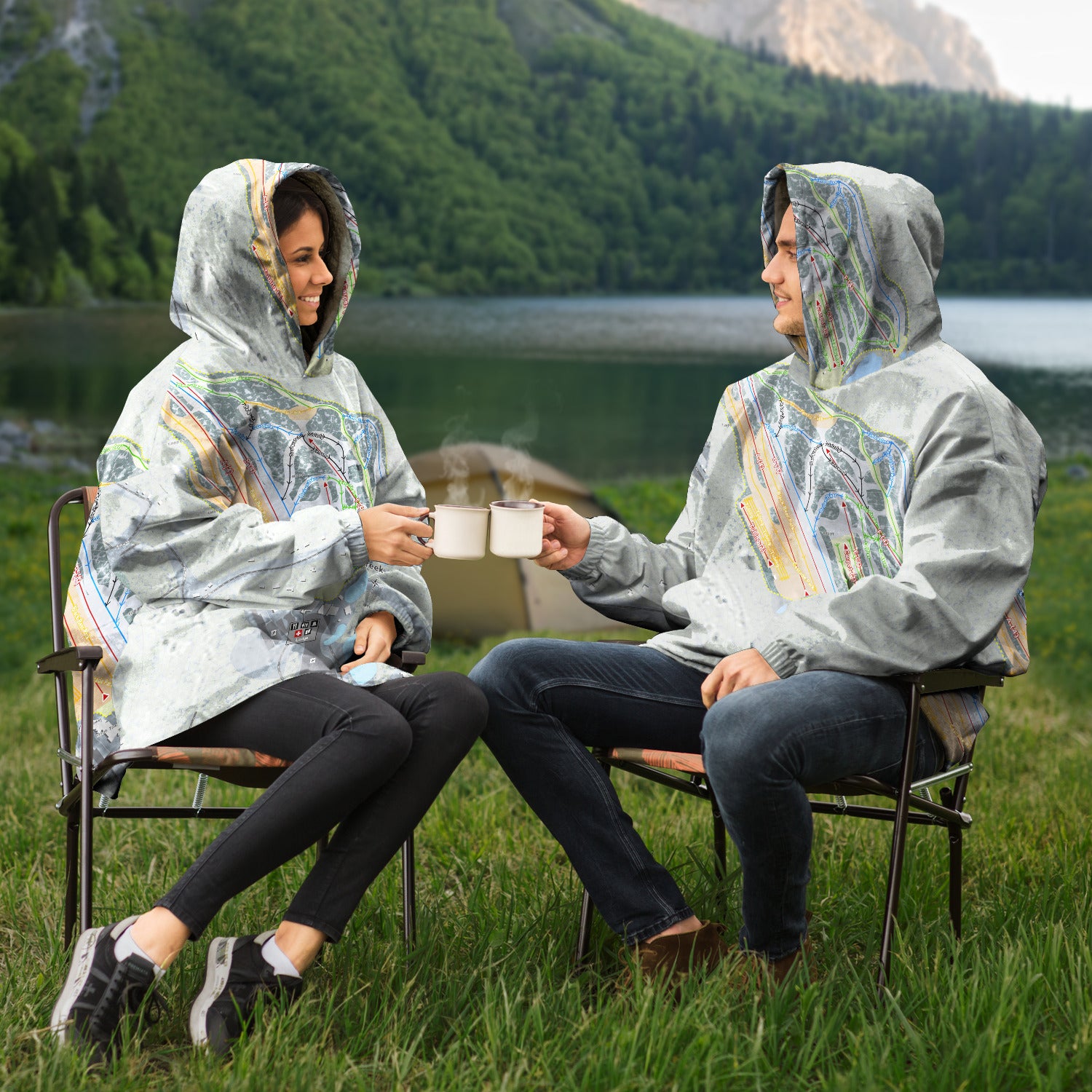 Bear Creek, Pennsylvania Ski Trail Map Snug Hoodie