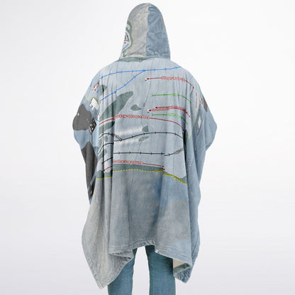 Ski Bradford, Massachusetts Ski Resort Map Flannel Blanket Poncho
