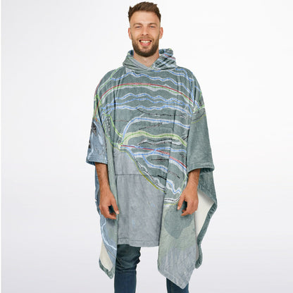 Bretton Woods, New Hampshire Ski Resort Map Flannel Blanket Poncho