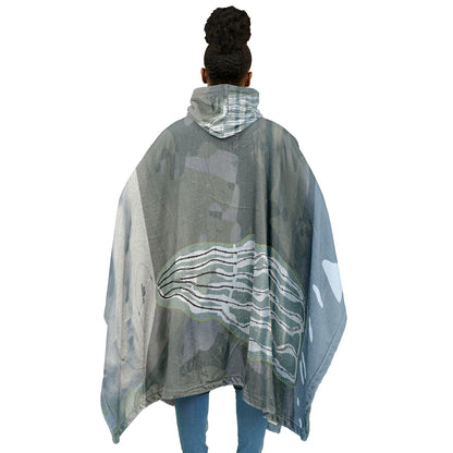 Voodoo Mountain, Michigan Ski Resort Map Flannel Blanket Poncho