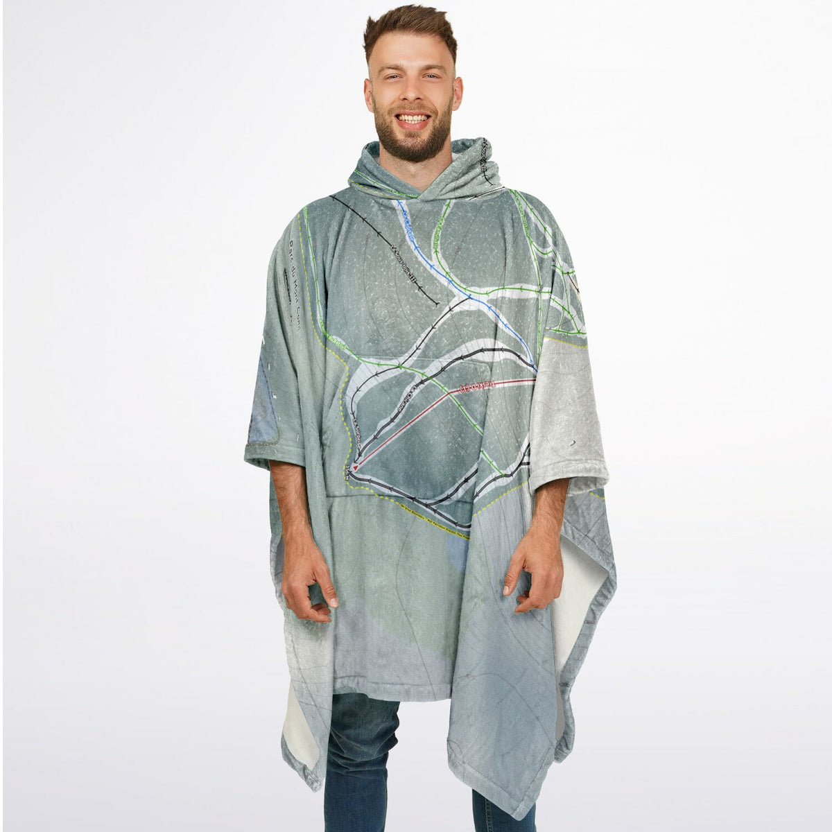 Parc Du Mont-Comi, Quebec Ski Resort Map Flannel Blanket Poncho