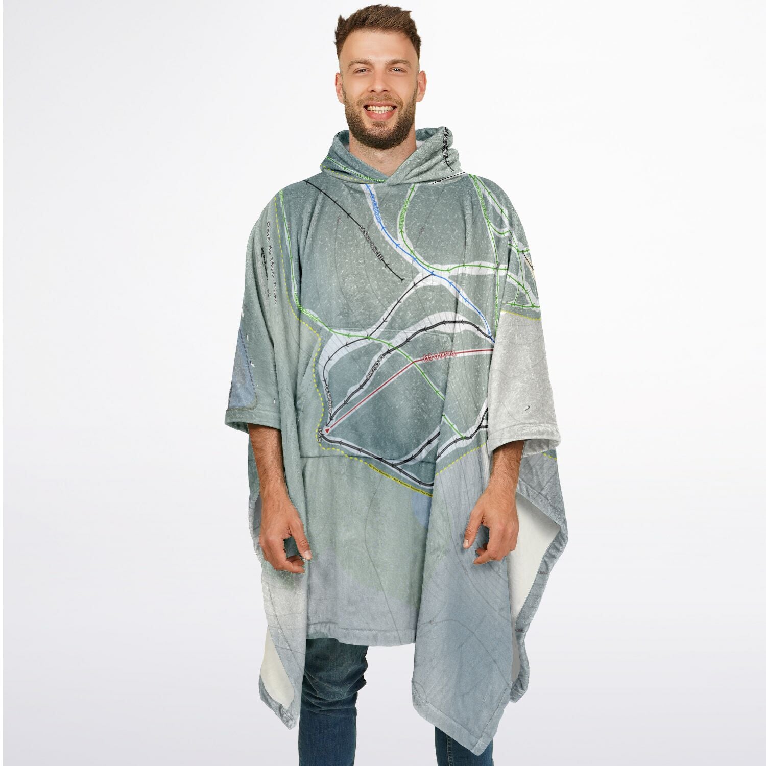 Parc Du Mont-Comi, Quebec Ski Resort Map Flannel Blanket Poncho