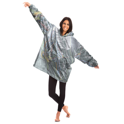 Mt. Hood Meadows, Oregon Ski Trail Map - Snug Hoodie - Powderaddicts