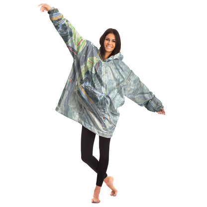Blue Hills, Massachusetts Ski Trail Map Snug Hoodie - Powderaddicts