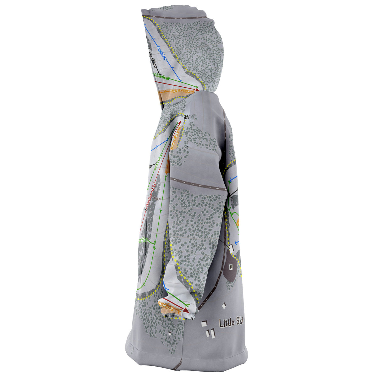 Little Ski Hill, Idaho Ski Trail Map Snug Hoodie