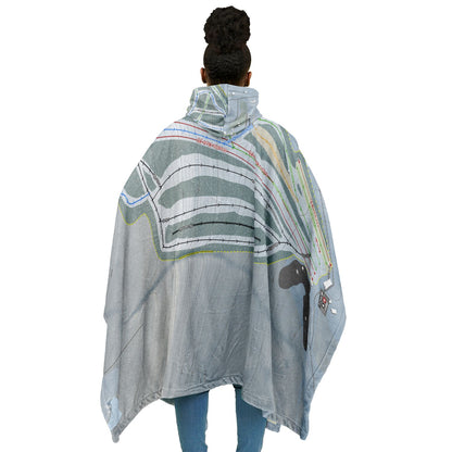 Hunt Hollow, New York Ski Resort Map Flannel Blanket Poncho