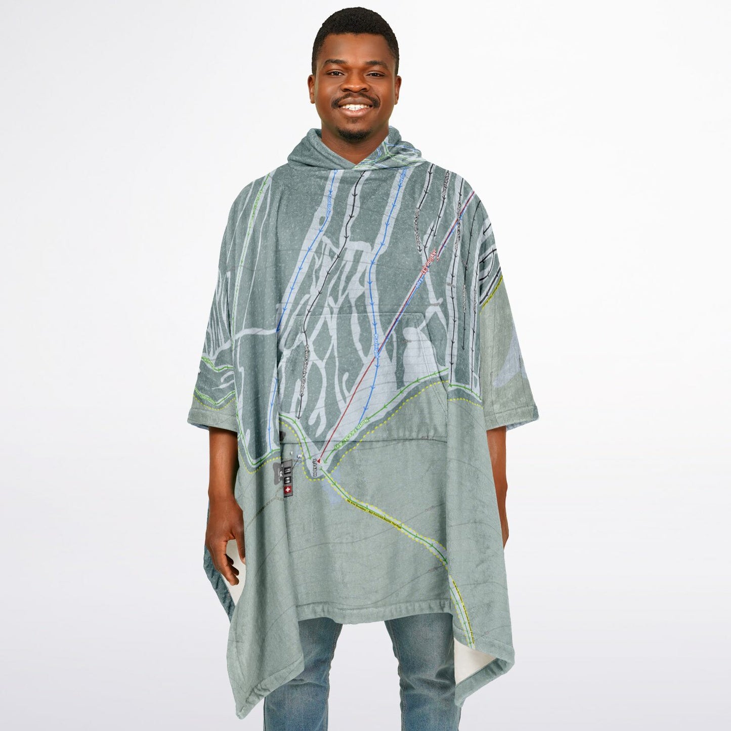 Hudson Bay Mountain, British Columbia Ski Resort Map Flannel Blanket Poncho