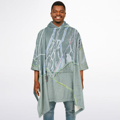 Hudson Bay Mountain, British Columbia Ski Resort Map Flannel Blanket Poncho