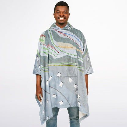 The Hideout, Pennsylvania Ski Resort Map Flannel Blanket Poncho
