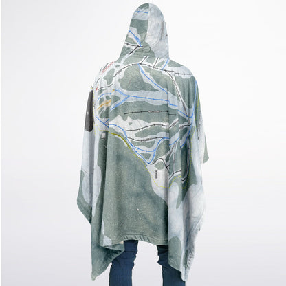 Hogadon, Wyoming Ski Resort Map Flannel Blanket Poncho