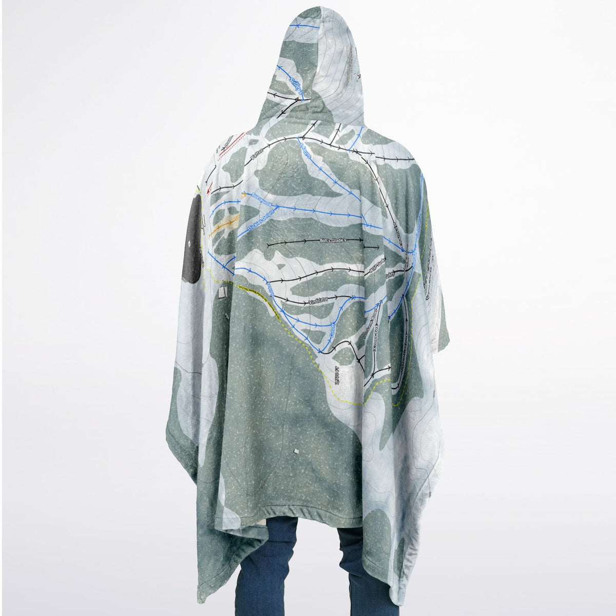 Hogadon, Wyoming Ski Resort Map Flannel Blanket Poncho