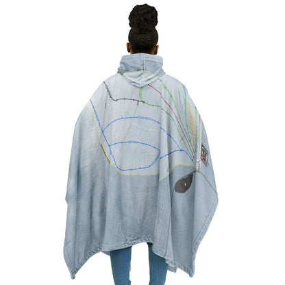 Blizzard Mountain, Idaho Ski Resort Map Flannel Blanket Poncho