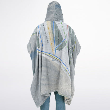Birch Hill, Alaska Ski Resort Map Flannel Blanket Poncho