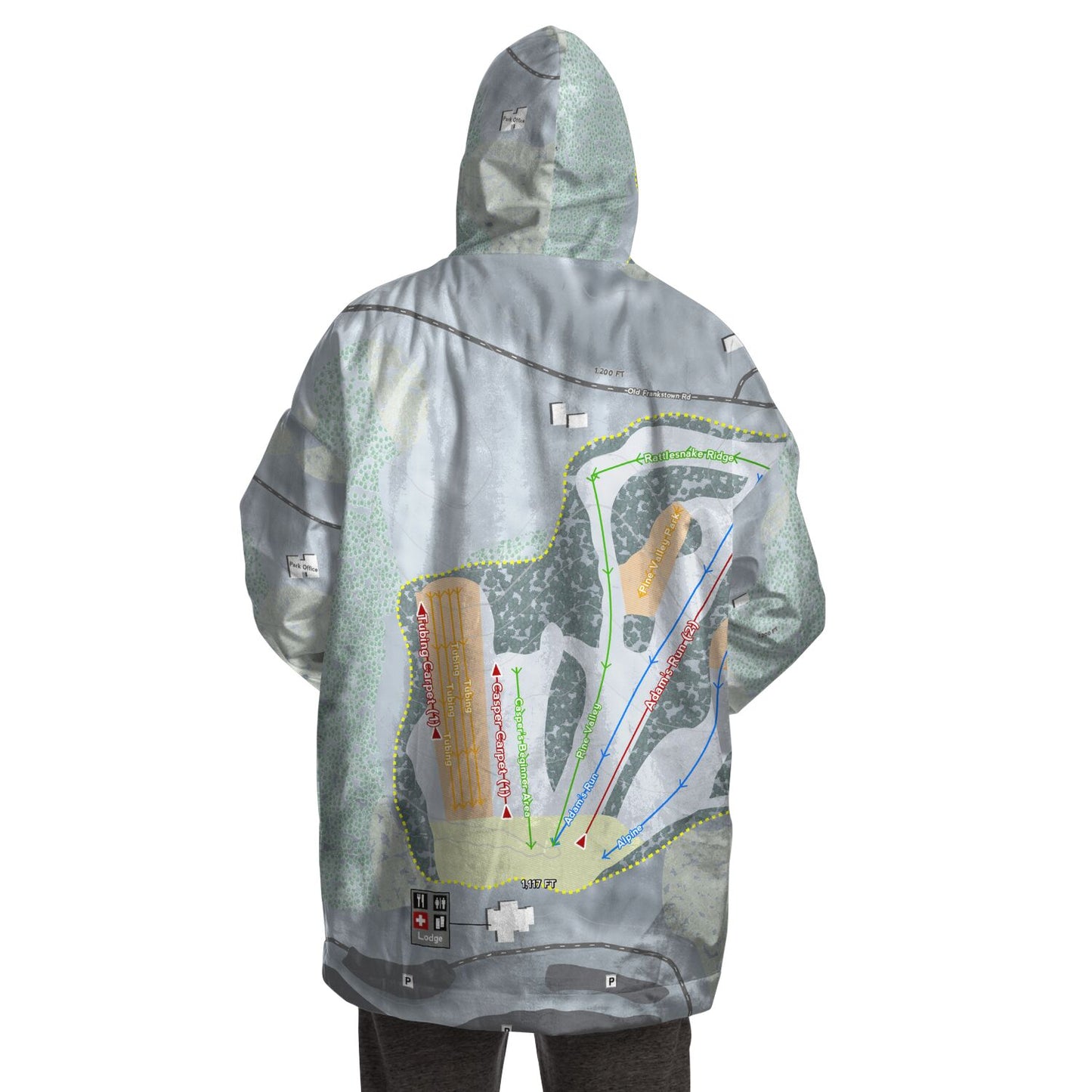 Boyce Park, Pennsylvania Ski Trail Map Snug Hoodie - Powderaddicts
