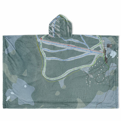 Mount Cain, British Columbia Ski Resort Map Flannel Blanket Poncho